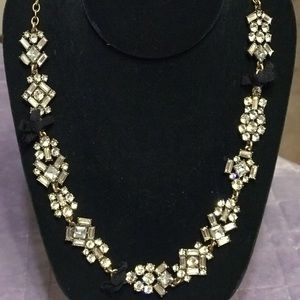 Gold J. Crew Diamond Necklace with Black Bows